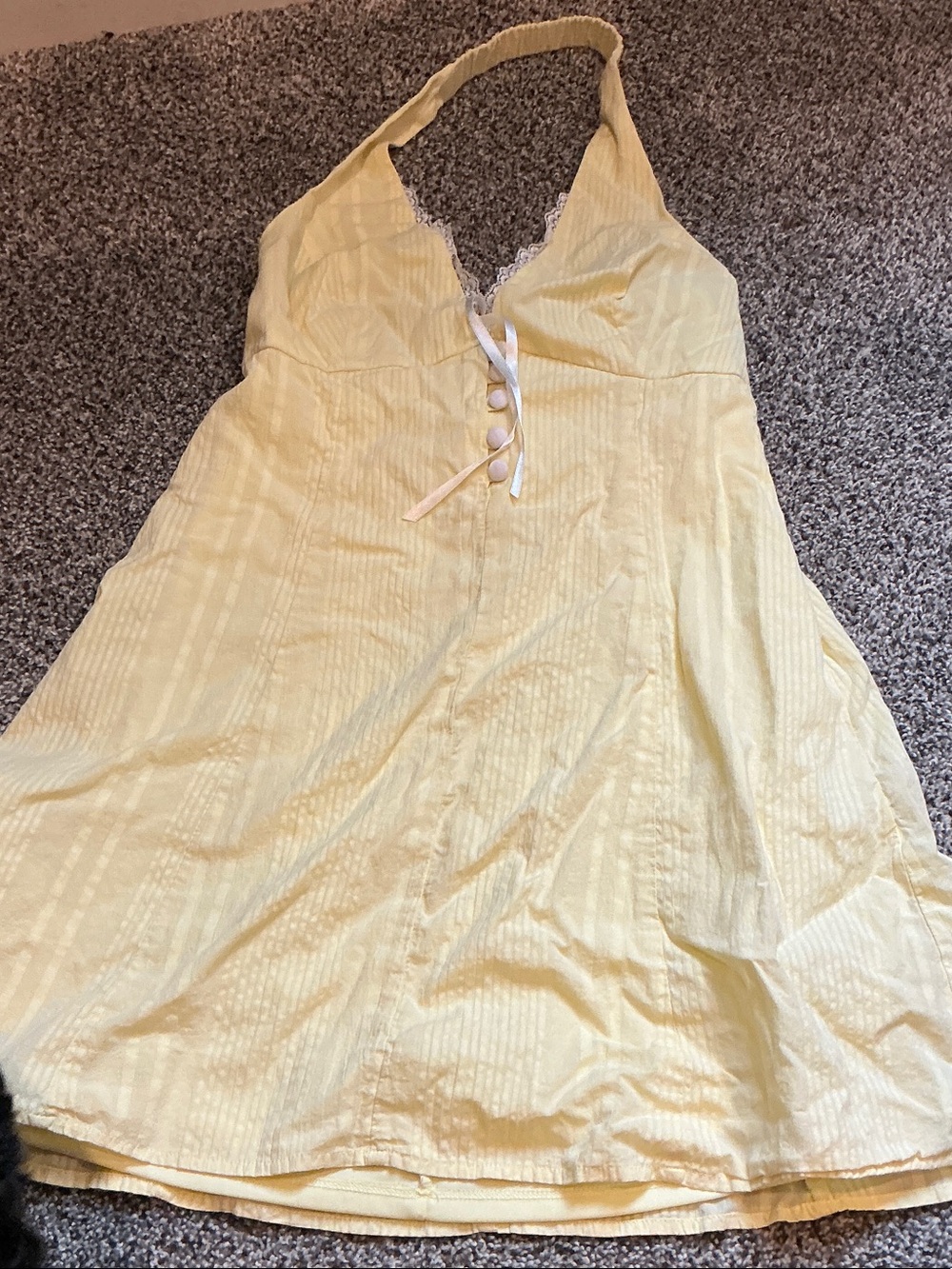 wild fable Pale Yellow Halter Lace-Trim Nightdress